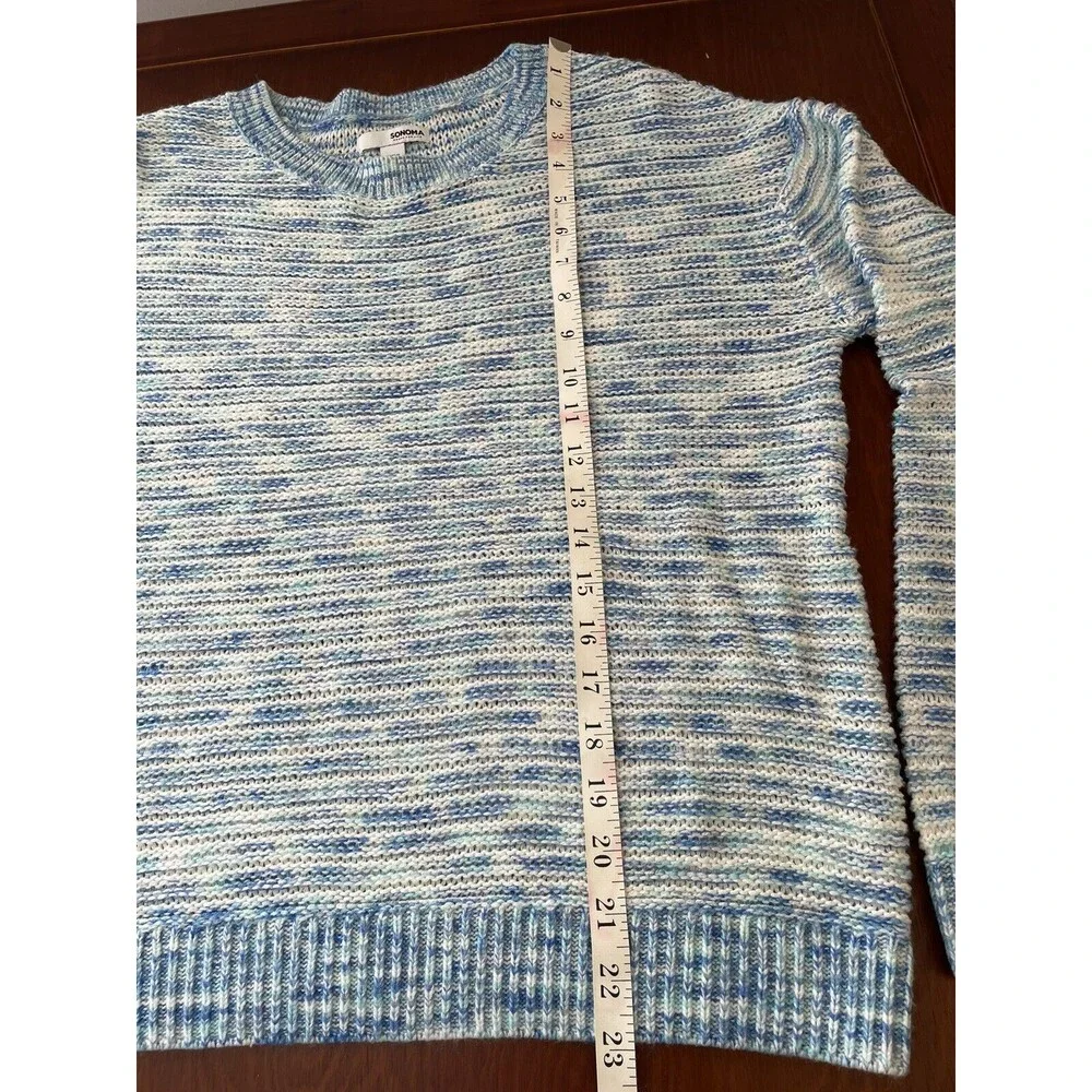 Sonoma Size Large White Blue White Aqua Sweater Knit